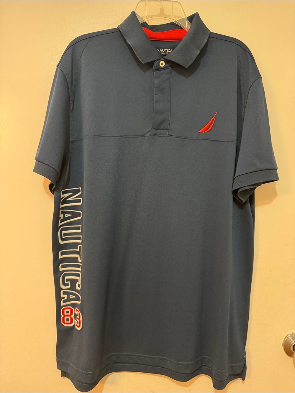 Nautica Navy Polo with Red Logo and Side Script